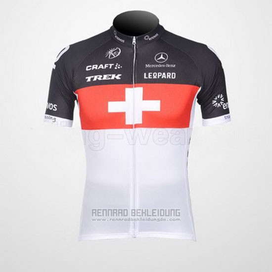 2011 Fahrradbekleidung Trek Leqpard Champion Schweiz Rot und Wei Trikot Kurzarm und Tragerhose